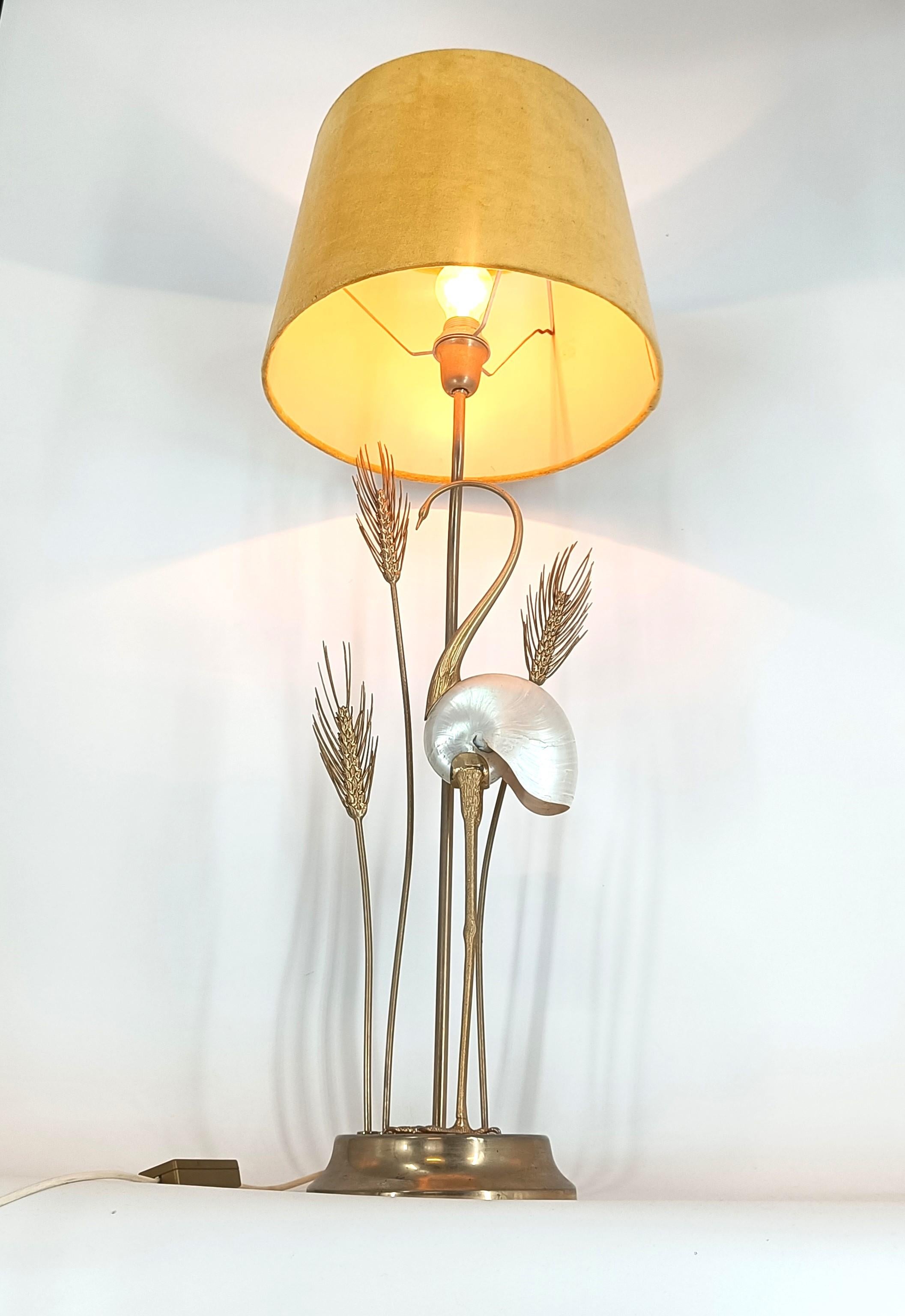 Brass Hollywood regency table lamp by Antonio Pavia, 1970s For Sale
