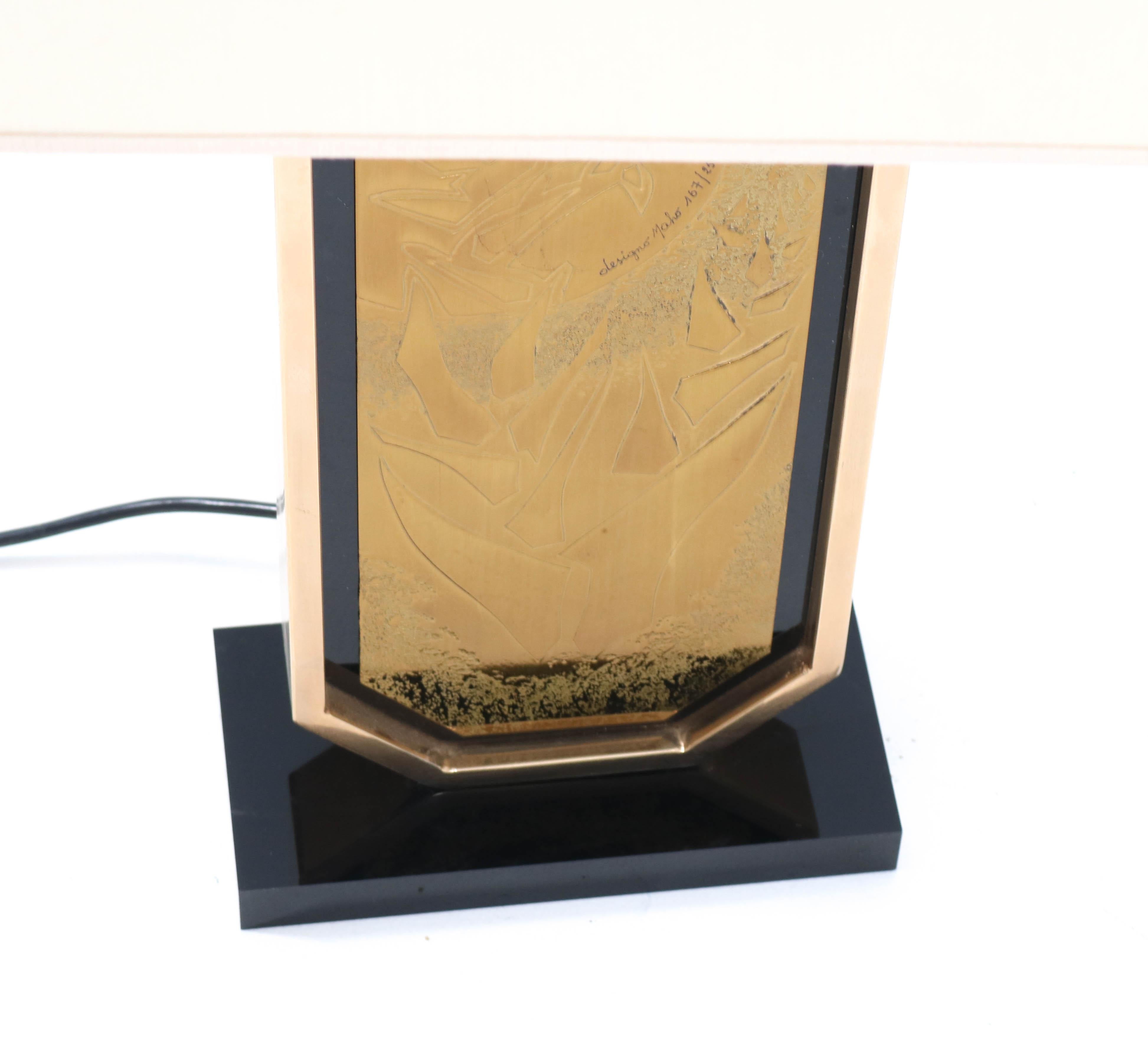 Brass Hollywood Regency Table Lamp by George Mathias for Designo Mahó, 1970s For Sale