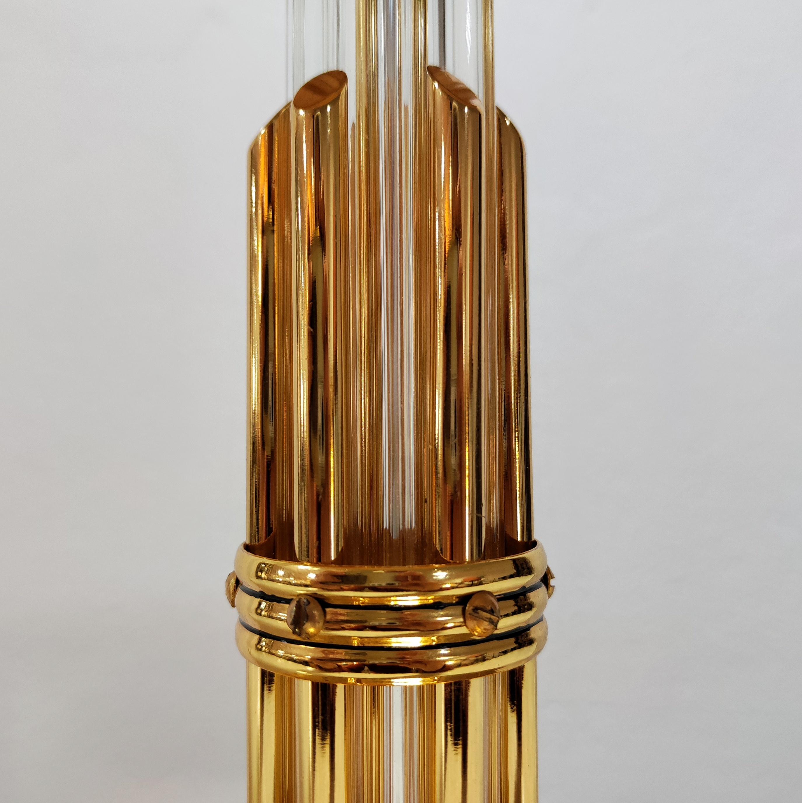 Hollywood Regency Table Lamp in Brass and Lucite, Solken Leuchten, Germany 1970s 5