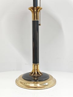 Hollywood Regency table lamp in brass and raw silk, Italy 1970s