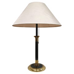 Hollywood Regency table lamp in brass and raw silk, Italy 1970s