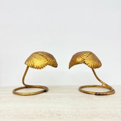 Hollywood regency table lamp leaf , 1970s