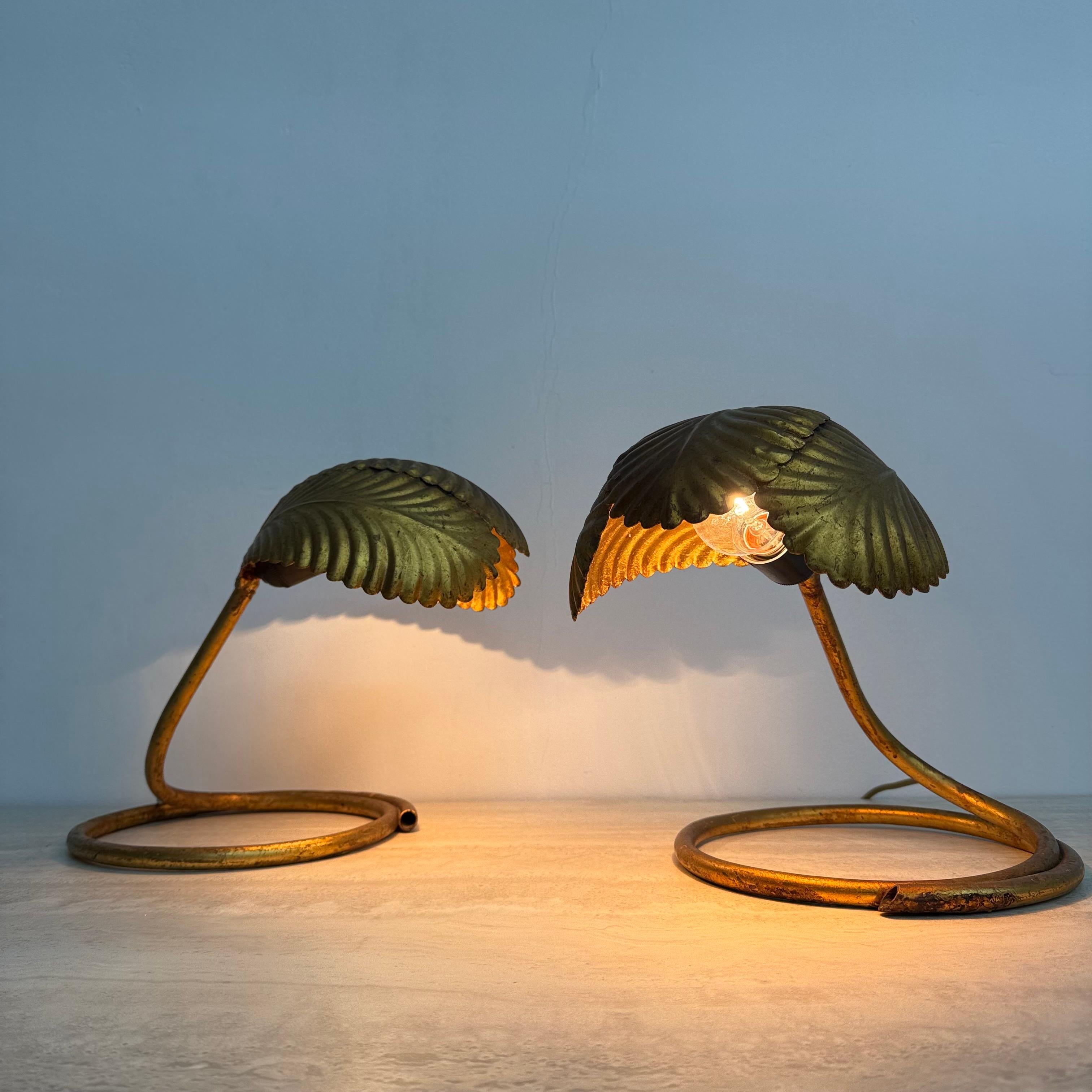 Hollywood regency table lamp leaf , 1970s For Sale 2