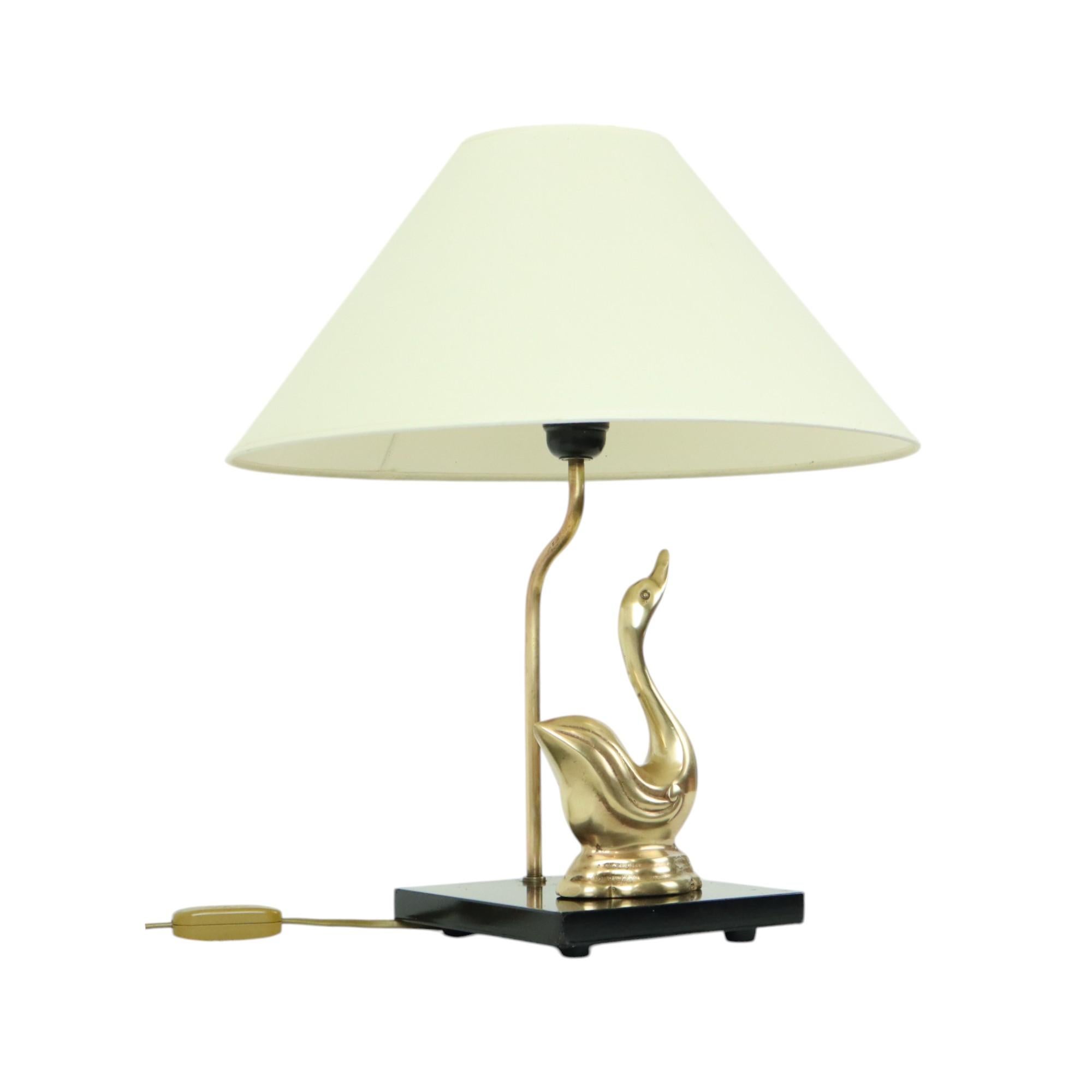 Belgian Hollywood Regency Table Lamp Regina Massive Swan Lamp 46cm For Sale