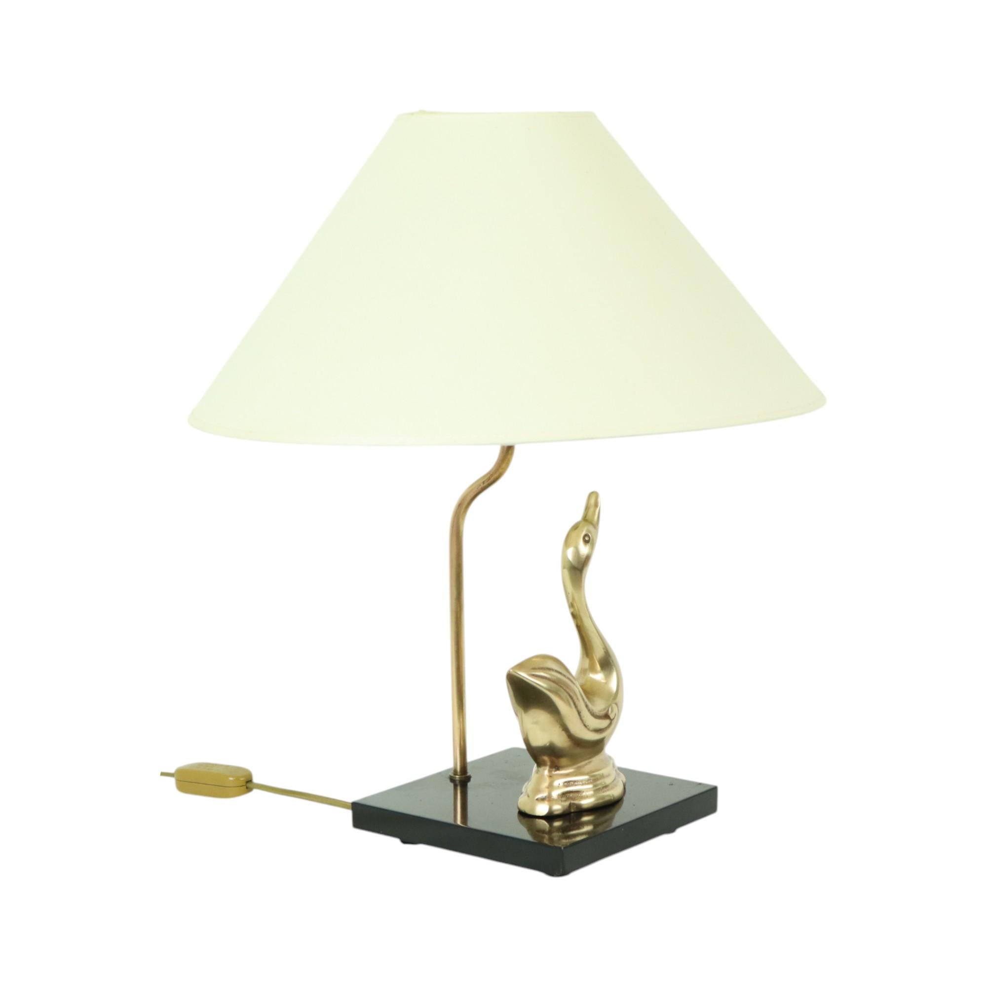 Brass Hollywood Regency Table Lamp Regina Massive Swan Lamp 46cm For Sale