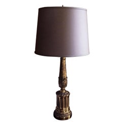 Hollywood Regency Table Lamp with Acanthus Baluster Base and Bouilotte Shade
