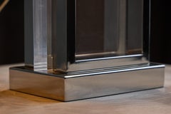 Hollywood Regency Table Lamp with Chrome and Plexiglass Base, France, 1970s