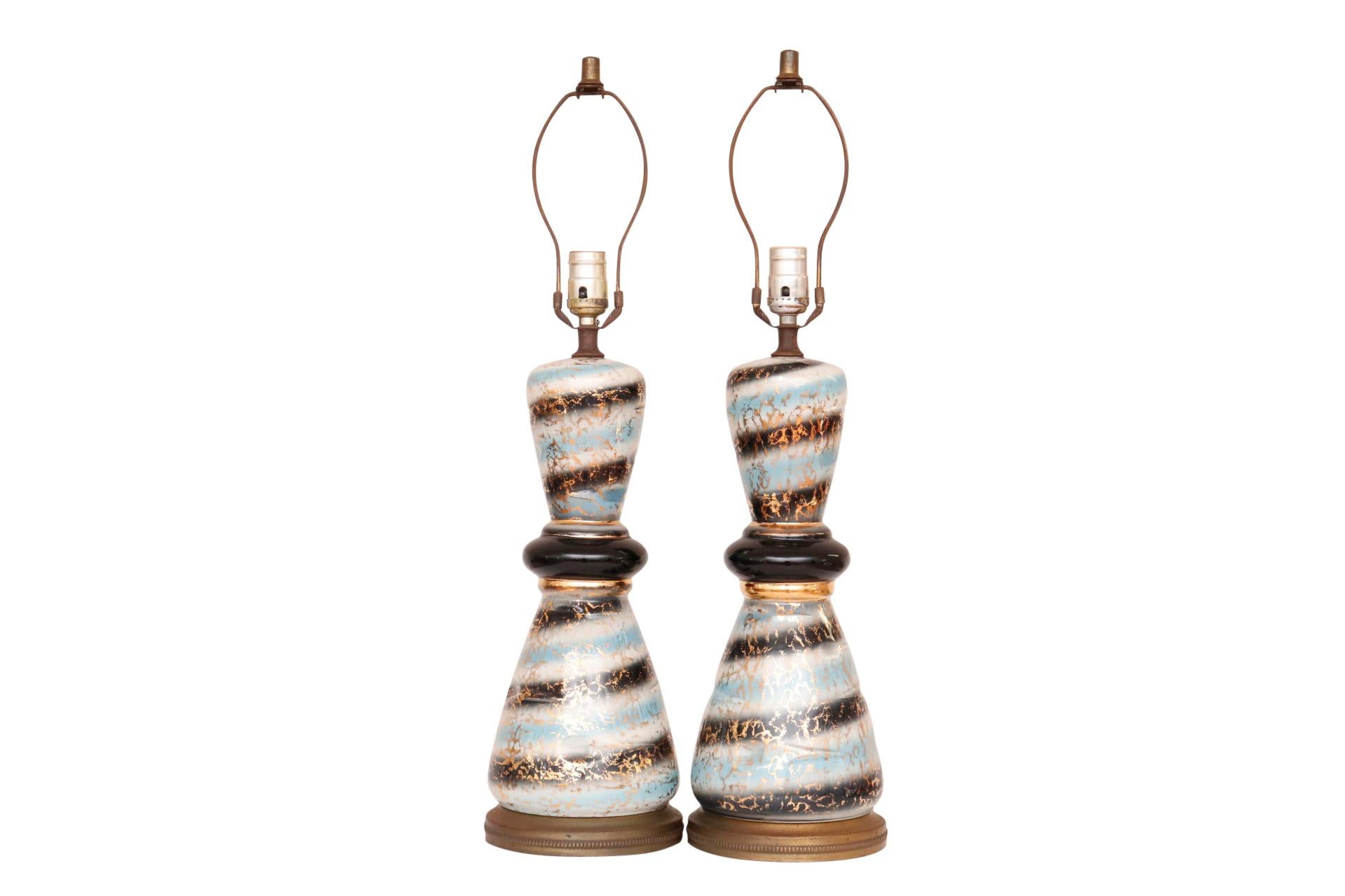 North American Hollywood Regency Table Lamps, a Pair
