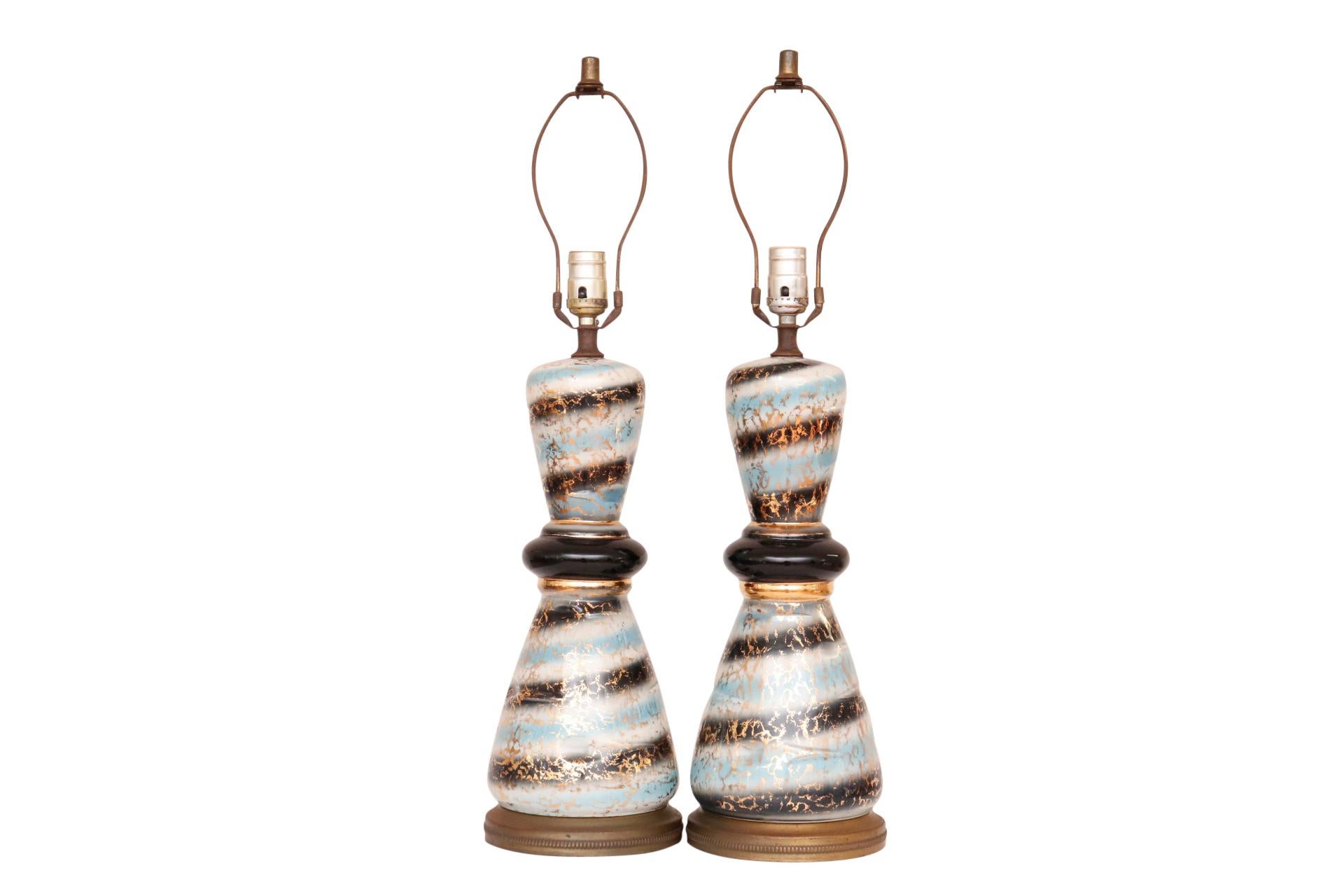 North American Hollywood Regency Table Lamps, a Pair