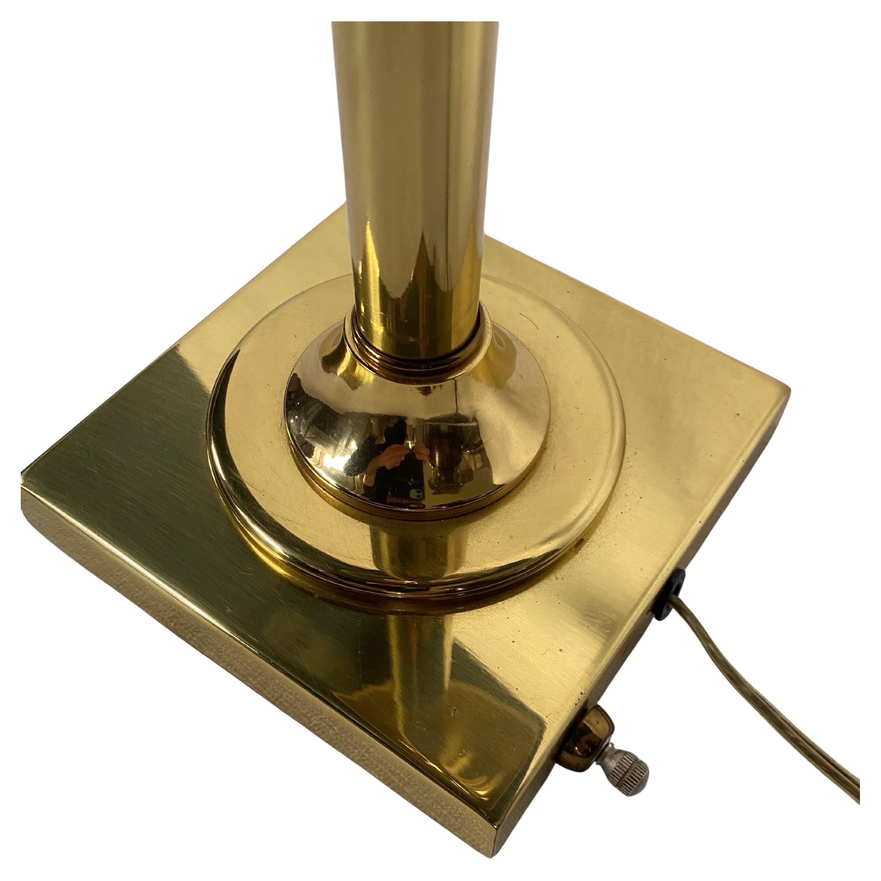 Polished Hollywood Regency Tall Brass Palm Tree Candlestick Table Lamp For Sale