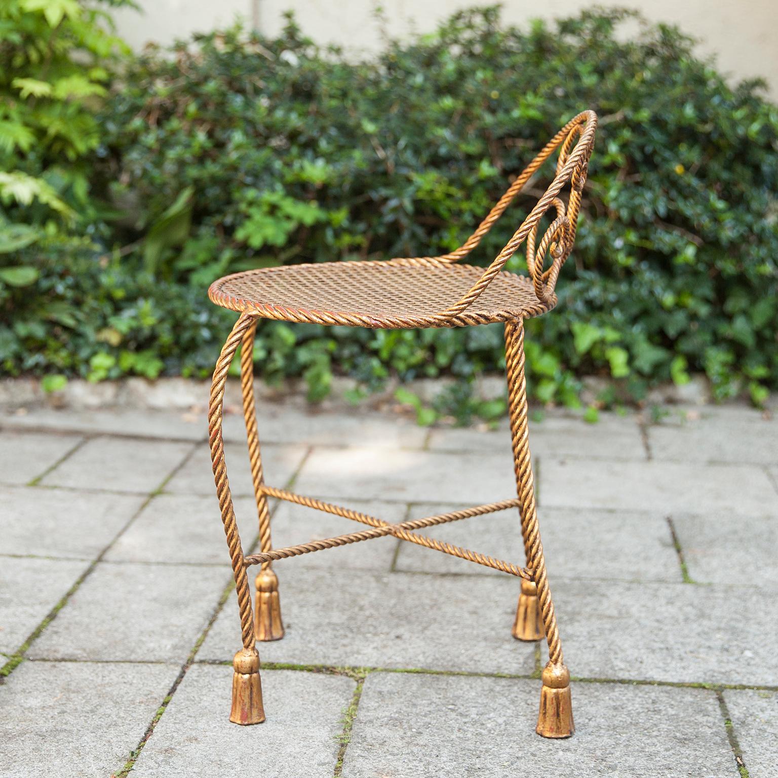 Hollywood Regency Tassels Vanity Chair, Italy, 1960s In Good Condition In Munich, DE