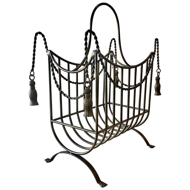 Regency Magazine Rack Hollywood Regency Tassle Magazine Rack For Sale at 1stDibs