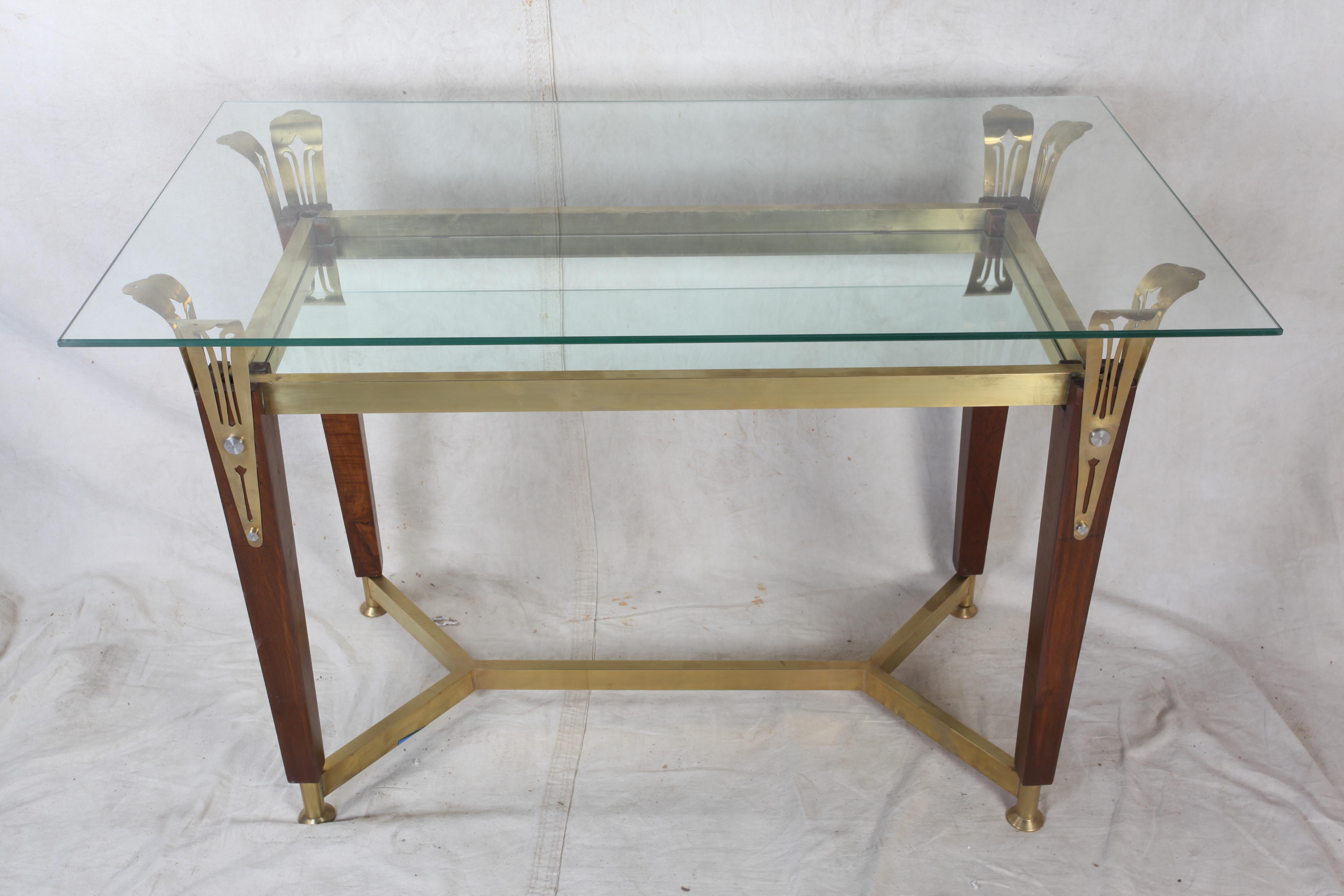 brass and glass desk