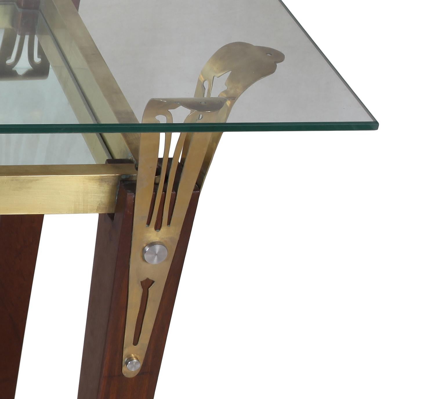 glass and brass desk