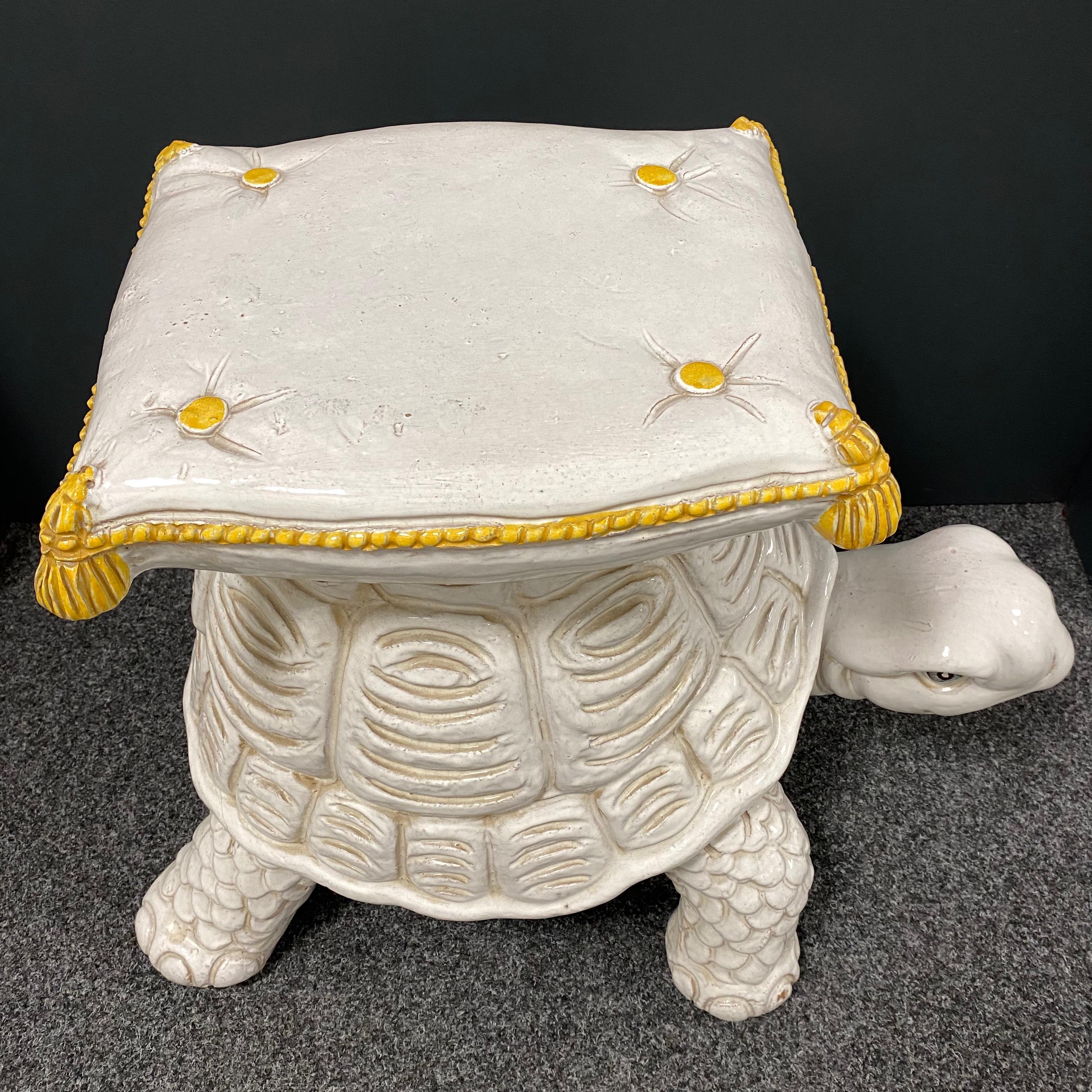 Mid-20th Century Hollywood Regency Terracotta Turtle Garden Plant Stand, Seat or Patio Decoration