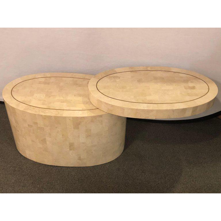 Metal Mid-Century Modern Tessellated Bone Expanding Coffee or End Table For Sale