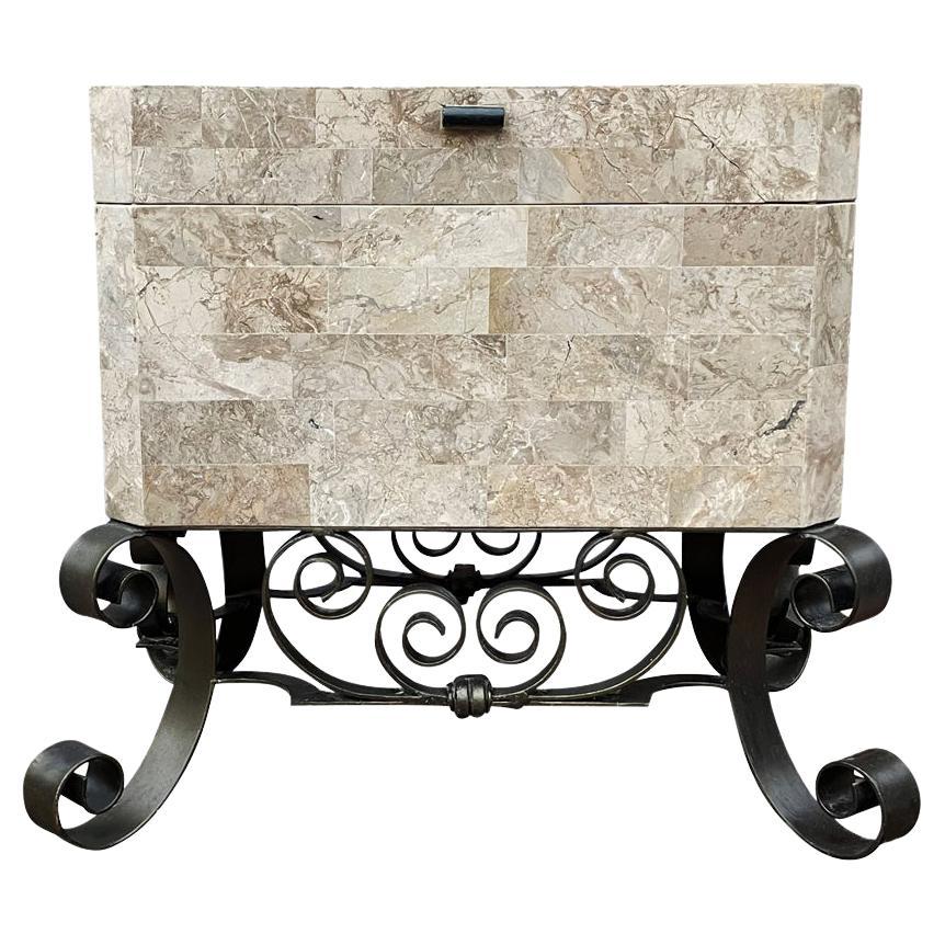 Hollywood Regency Tessellated Marble Trunk or Side Table by Maitland Smith