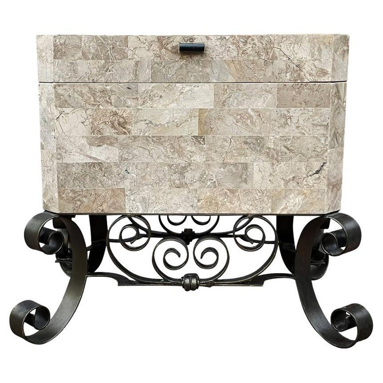 Hollywood Regency Tessellated Marble Trunk or Side Table by Maitland Smith For Sale