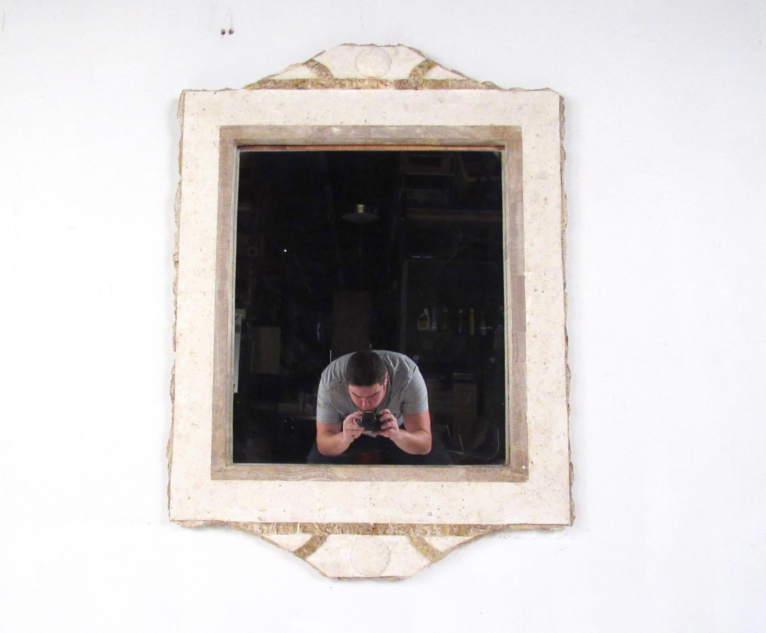 Mid-Century Modern Hollywood Regency Tessellated Stone Hall Mirror For Sale