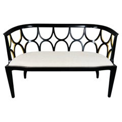 Hollywood Regency Theodore Alexander, ebonisiert mit vergoldetem Schmiedeeisen-Sessel, Hollywood Regency