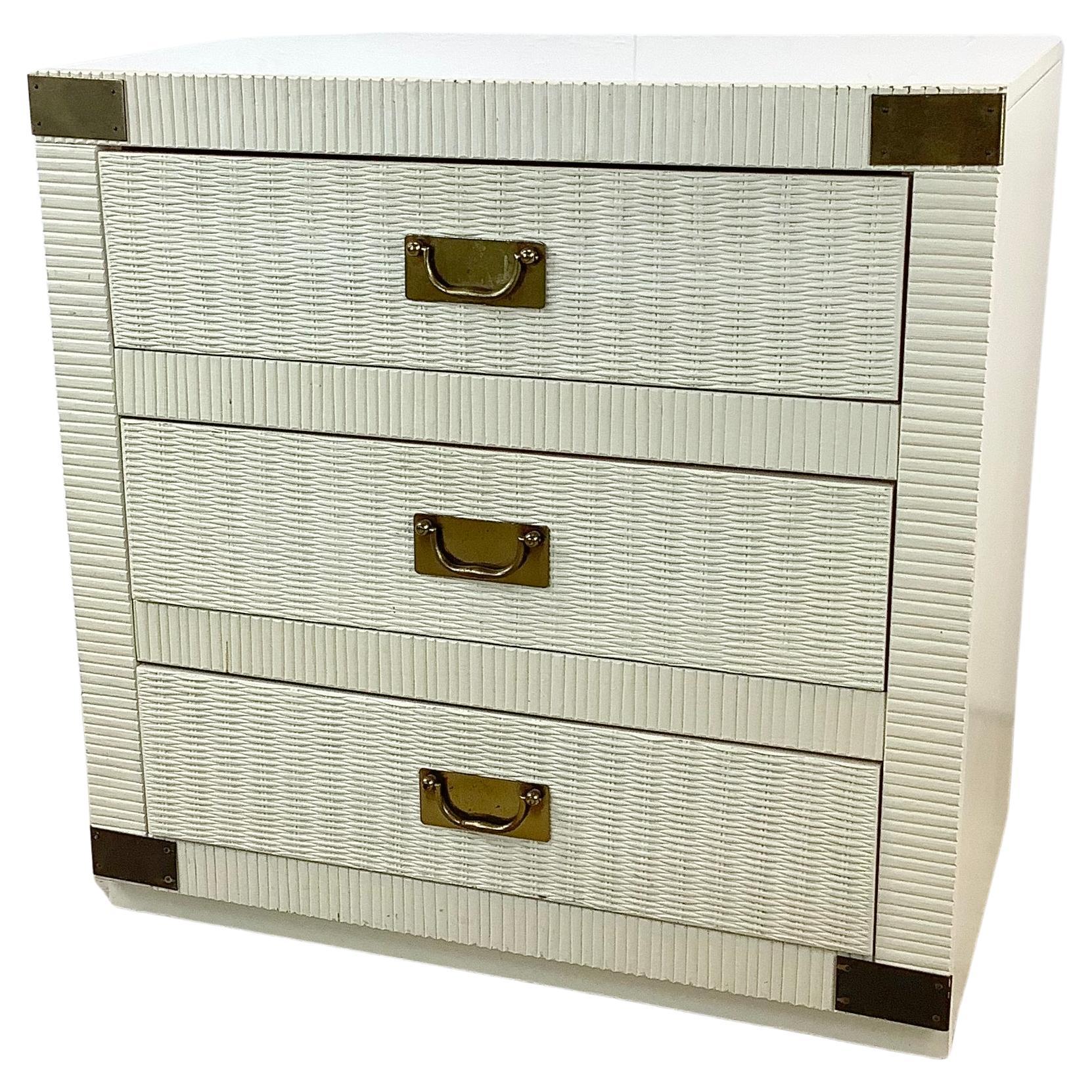 Hollywood Regency Three Drawer Campaign Dresser For Sale