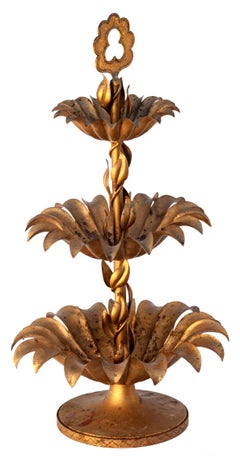 Hollywood Regency Three-Tiered Gilt Metal Accent Piece
