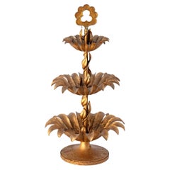 Hollywood Regency Three-Tiered Gilt Metal Accent Piece