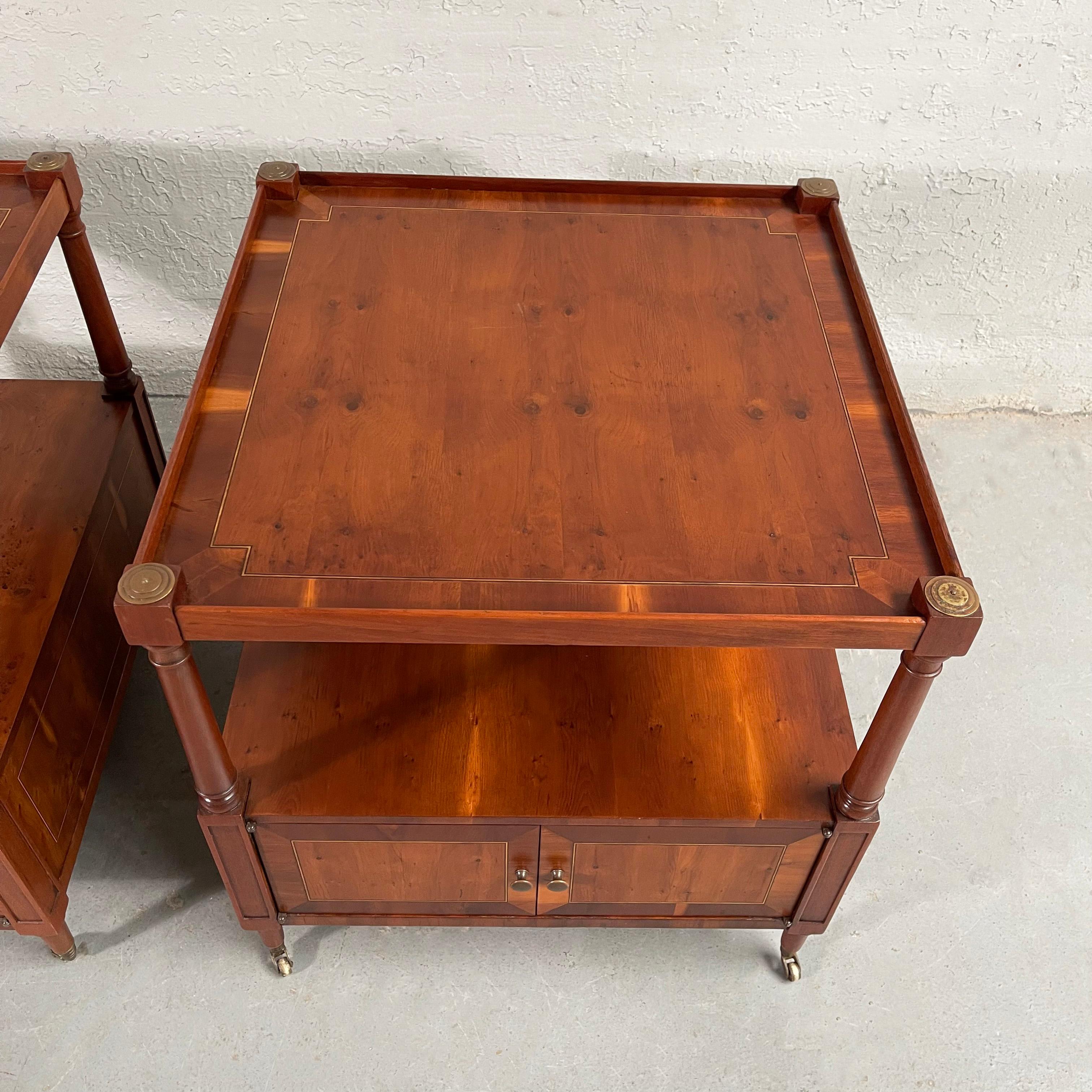 Hollywood Regency Tiered Burl End Tables Nightstands For Sale 4