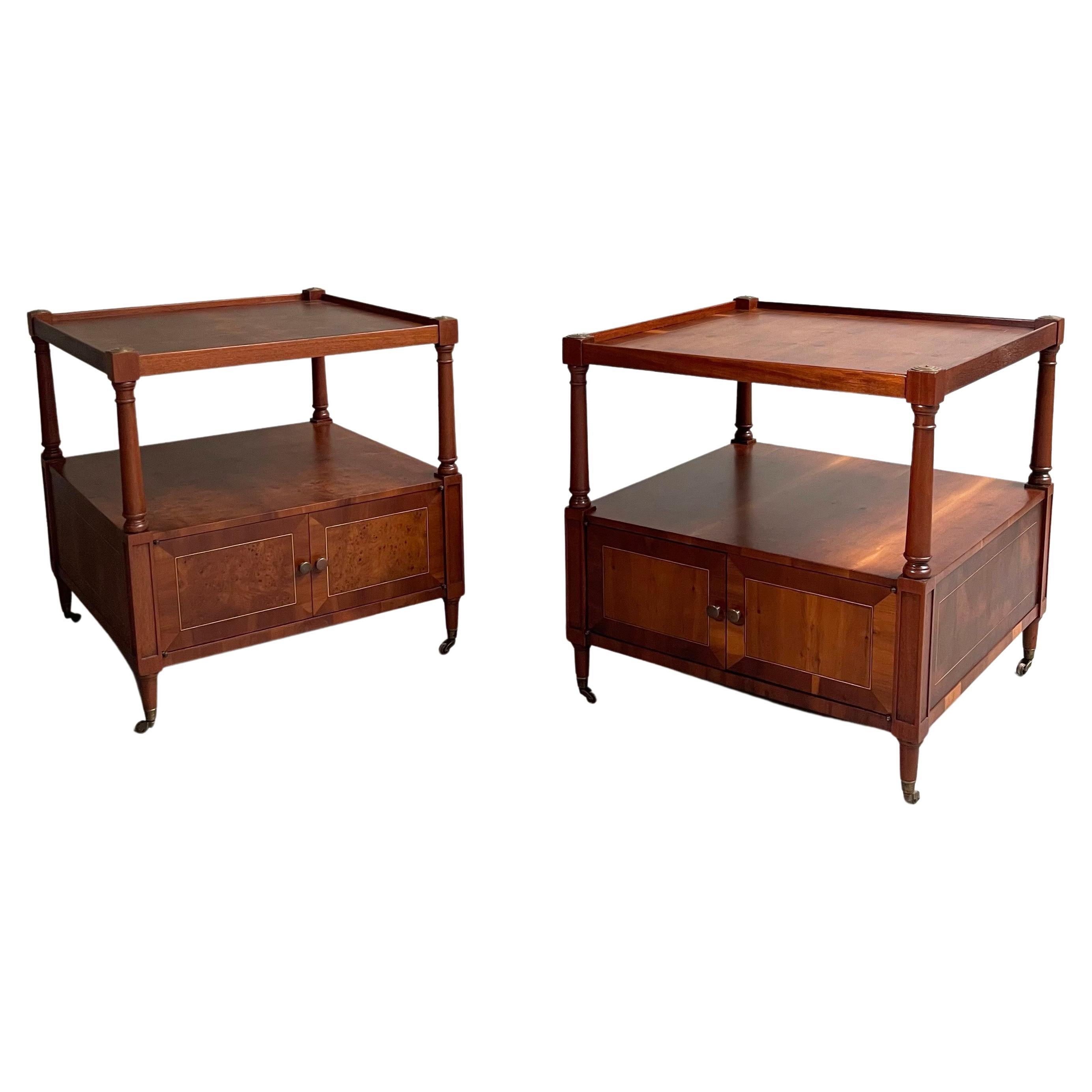 Hollywood Regency Tiered Burl End Tables Nightstands For Sale