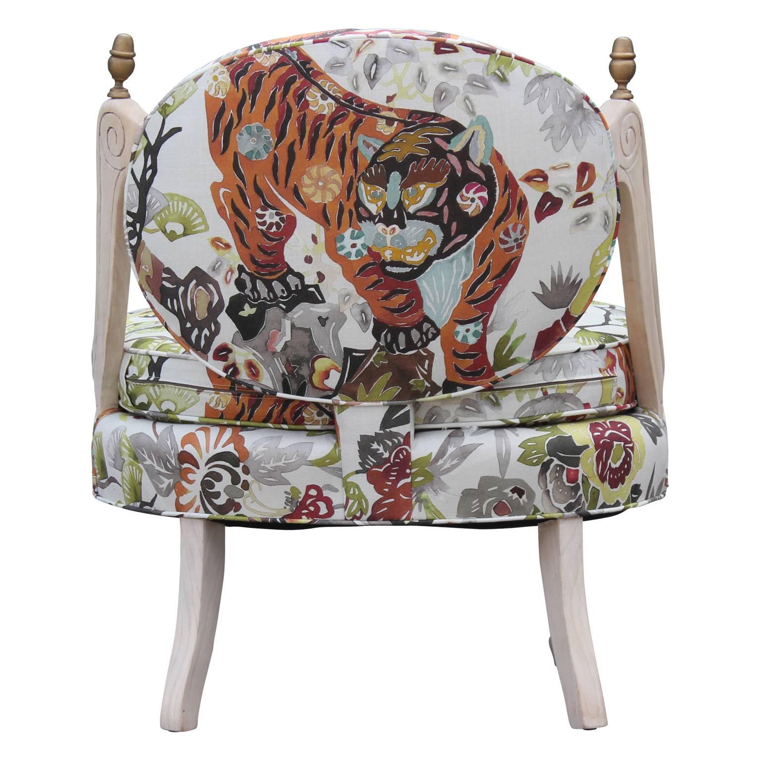 Hollywood Regency Tiger Jungle Slipper Lounge Chair with a Neutral Finish 1