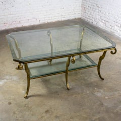 Hollywood Regency to Neoclassical Style Monumental Coffee Table Gilded Steel