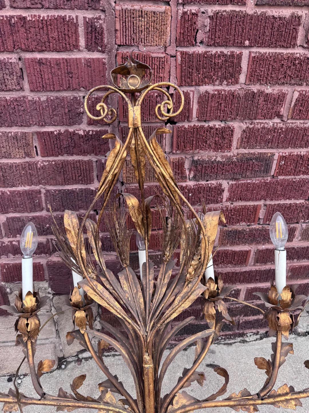 Aplique de pared de 7 luces Hollywood Regency Tole en venta 4