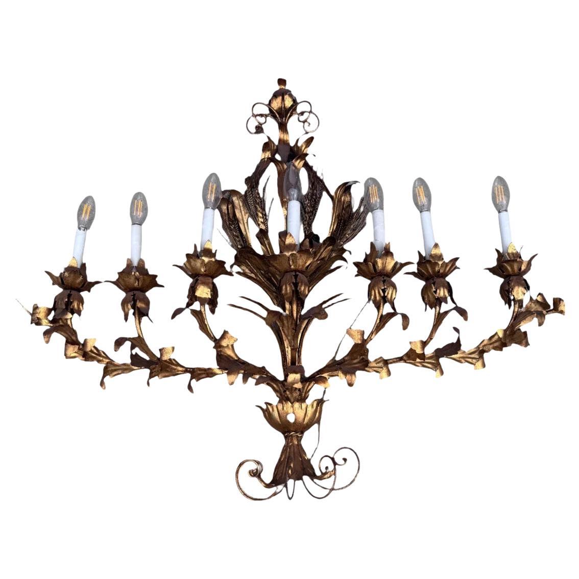 Hollywood Regency Tole 7 Light Wall Sconce