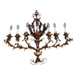 Hollywood Regency 7er-Wandleuchter aus Zinn