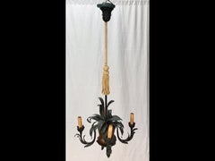 Hollywood Regency Tole and Copper Palm Tree Chandelier