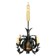 Hollywood Regency Tole and Copper Palm Tree Chandelier