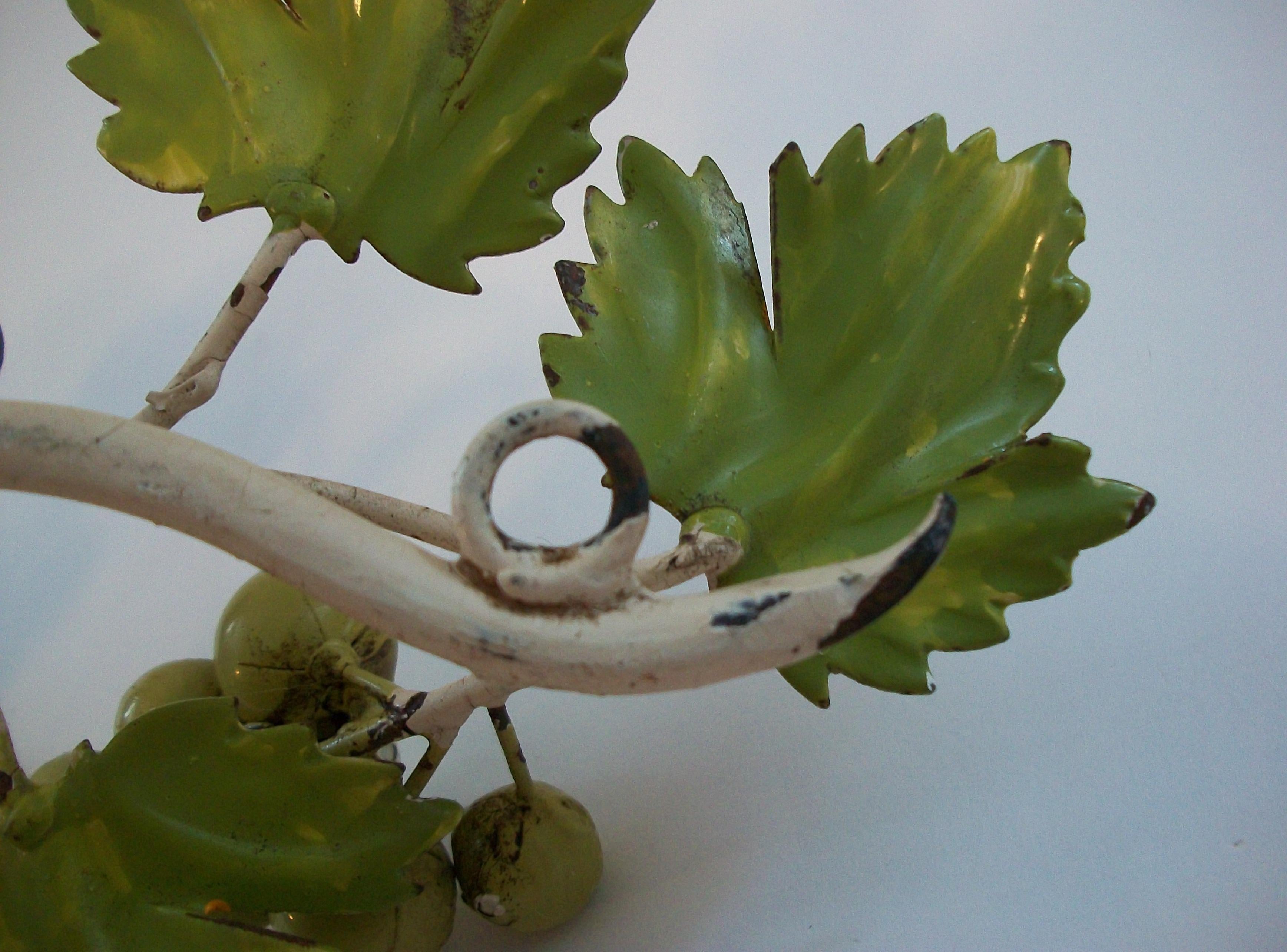 Hollywood Regency Tole Candle Sconce with Grapes - Italy - Circa 1950's For Sale 8