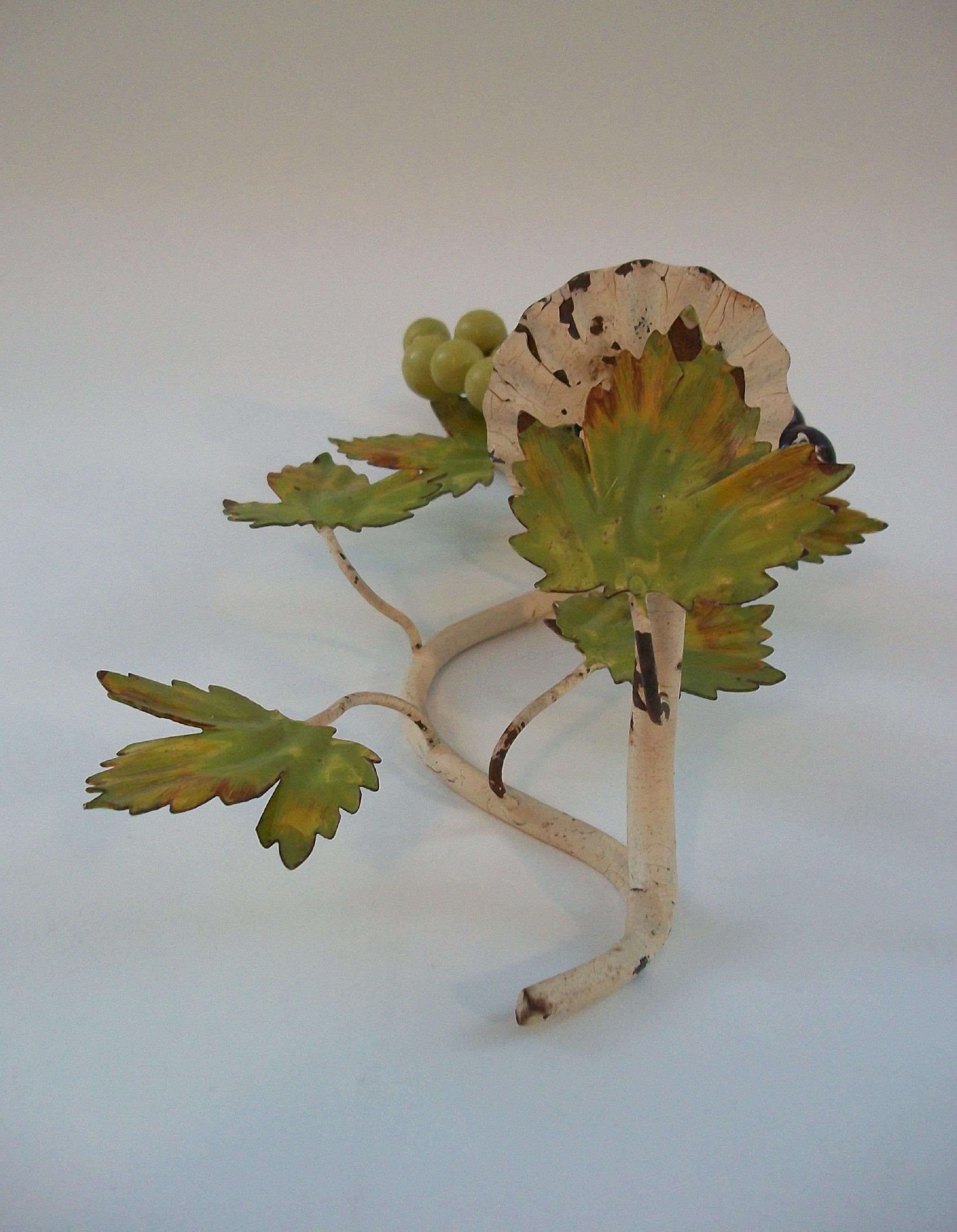 20th Century Hollywood Regency Tole Candle Sconce with Grapes - Italy - Circa 1950's For Sale