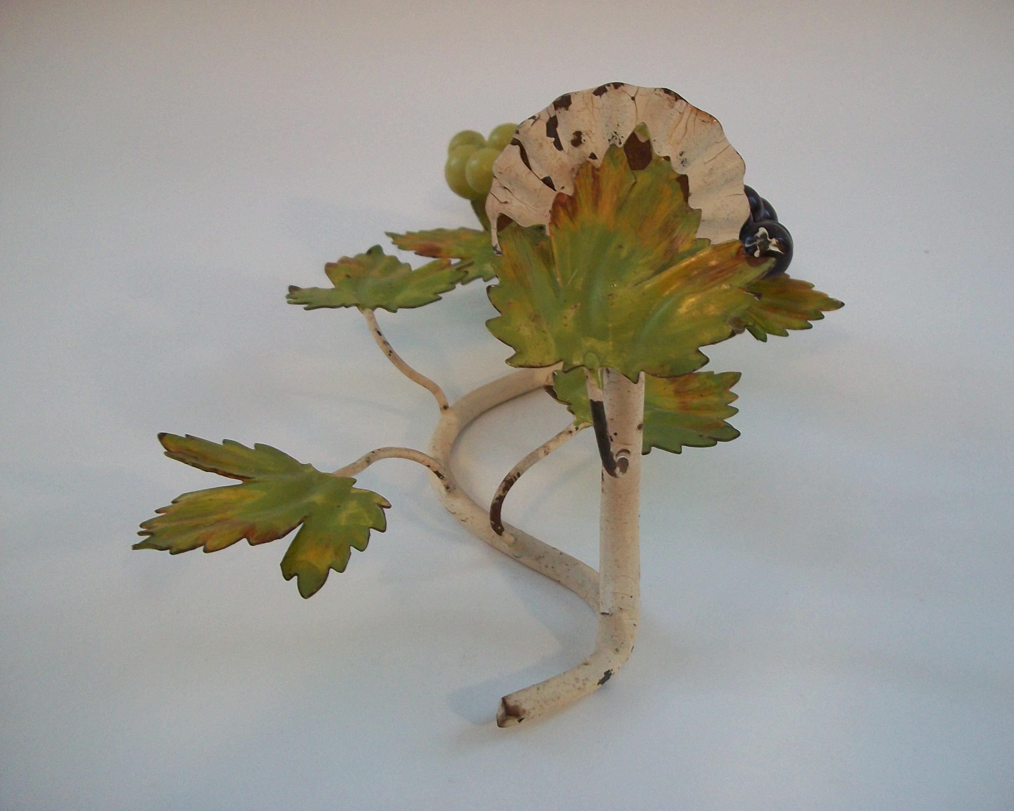 Iron Hollywood Regency Tole Candle Sconce with Grapes - Italy - Circa 1950's For Sale