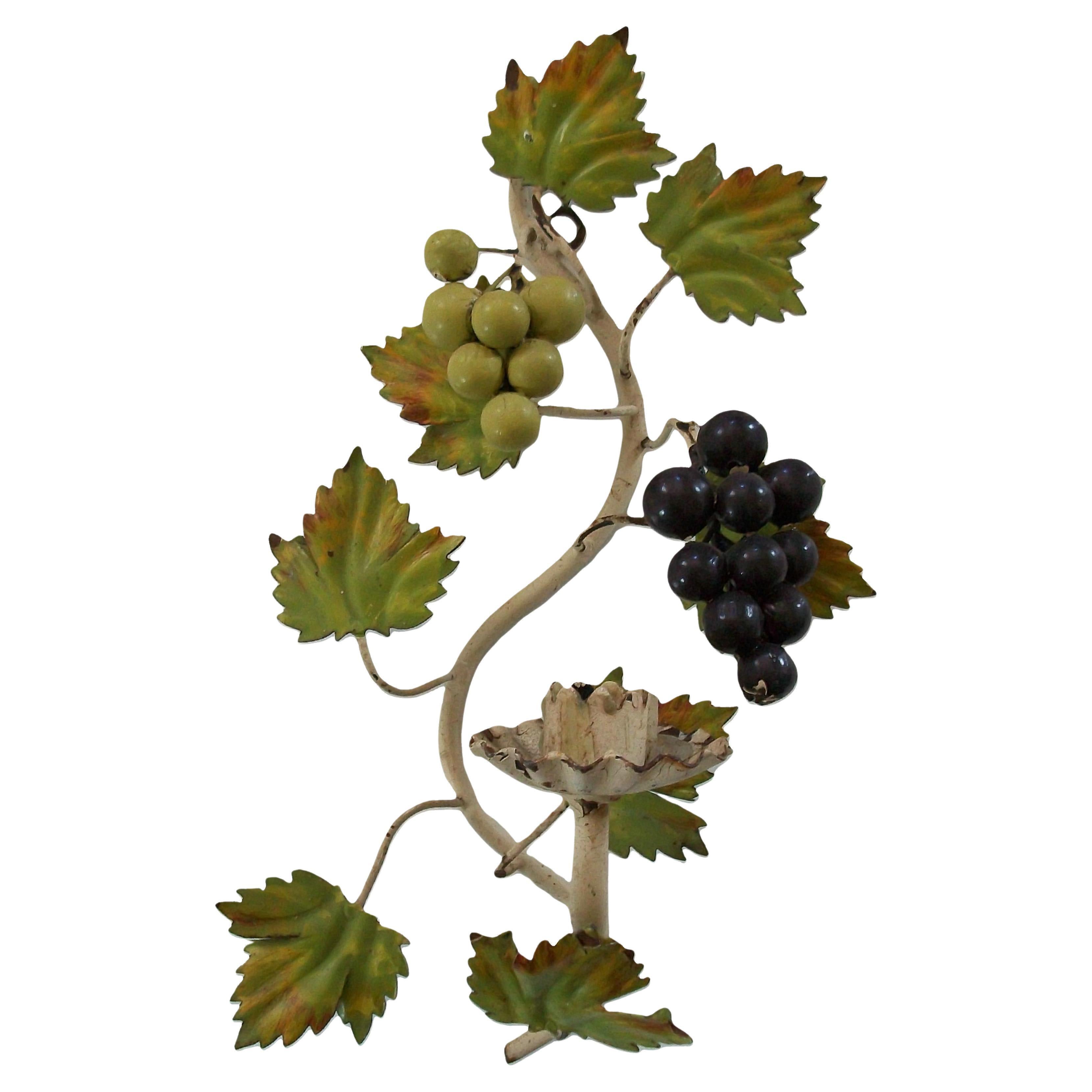 Hollywood Regency Tole Candle Sconce with Grapes - Italy - Circa 1950's