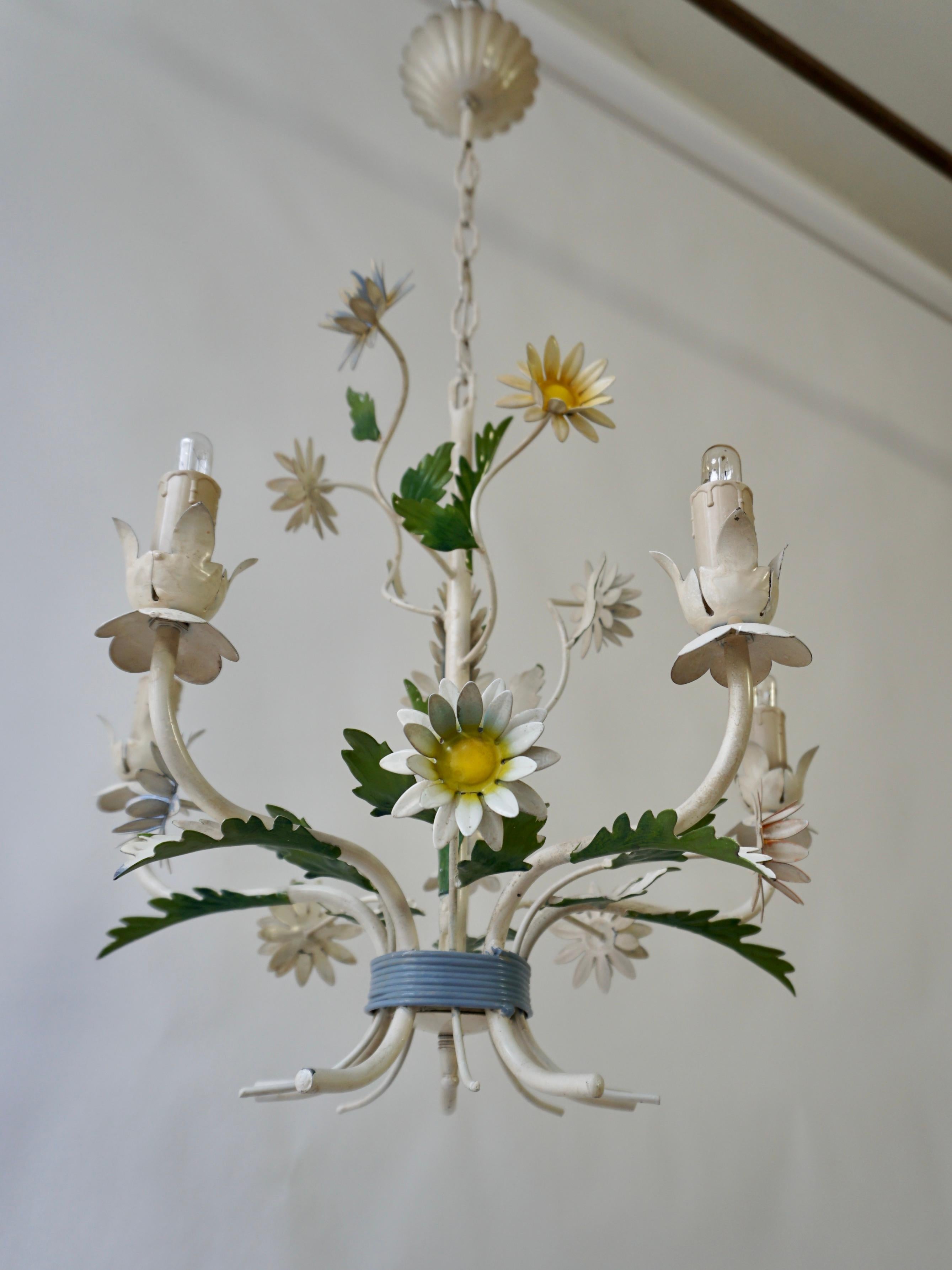 20th Century Hollywood Regency Tole Chandelier For Sale
