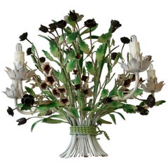 Hollywood Regency Tole Flower Bouquet Chandelier