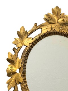 Hollywood Regency Tole Toleware Gilt Wood Vanity Mirror Vintage, Italy, 1920s
