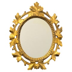 Hollywood Regency Tole Toleware Gilt Wood Vanity Mirror Vintage, Italy, 1920s