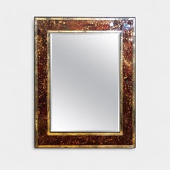 Hollywood Regency, Tortoise Shell Wall Mirror, Beveled Glass, Steel, 20th C.