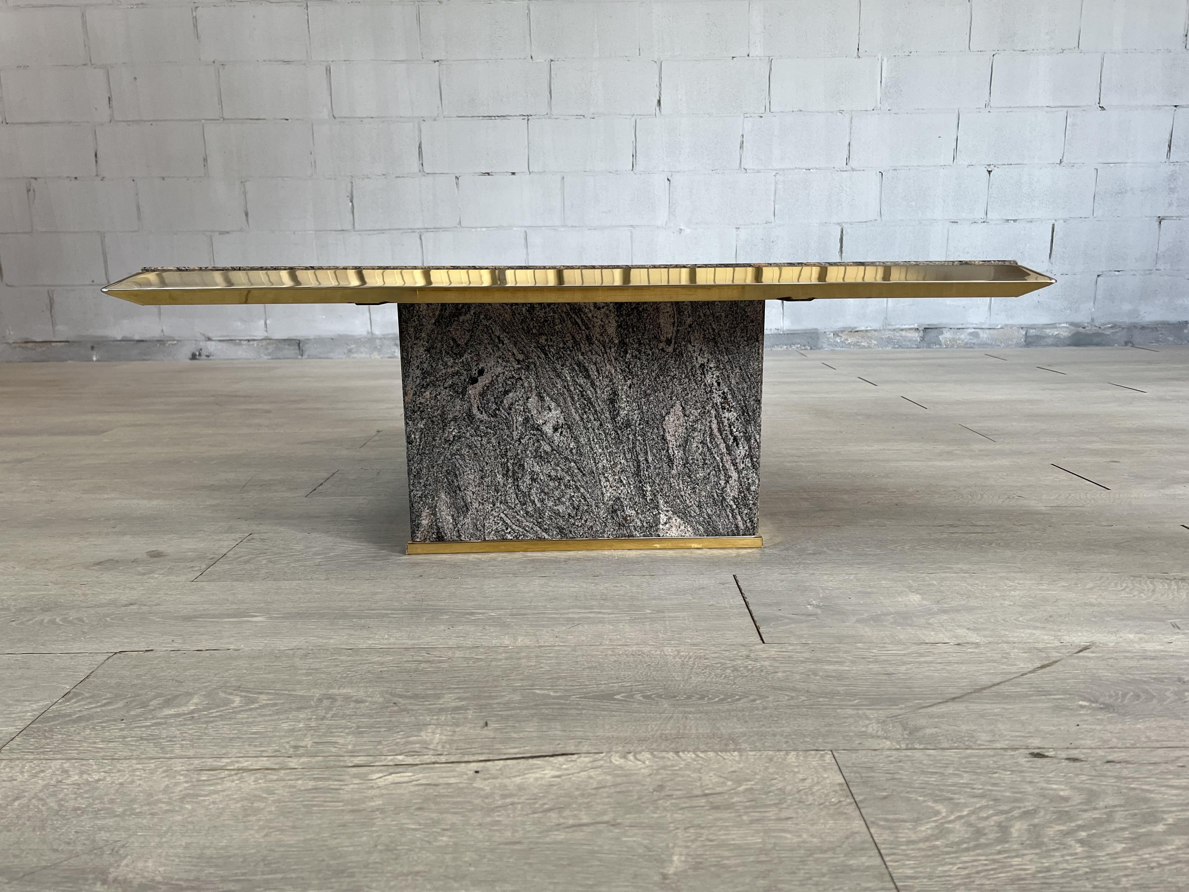 Late 20th Century Hollywood Regency Travertine and Metal Coffee Tables by Fedam Design - a Pair