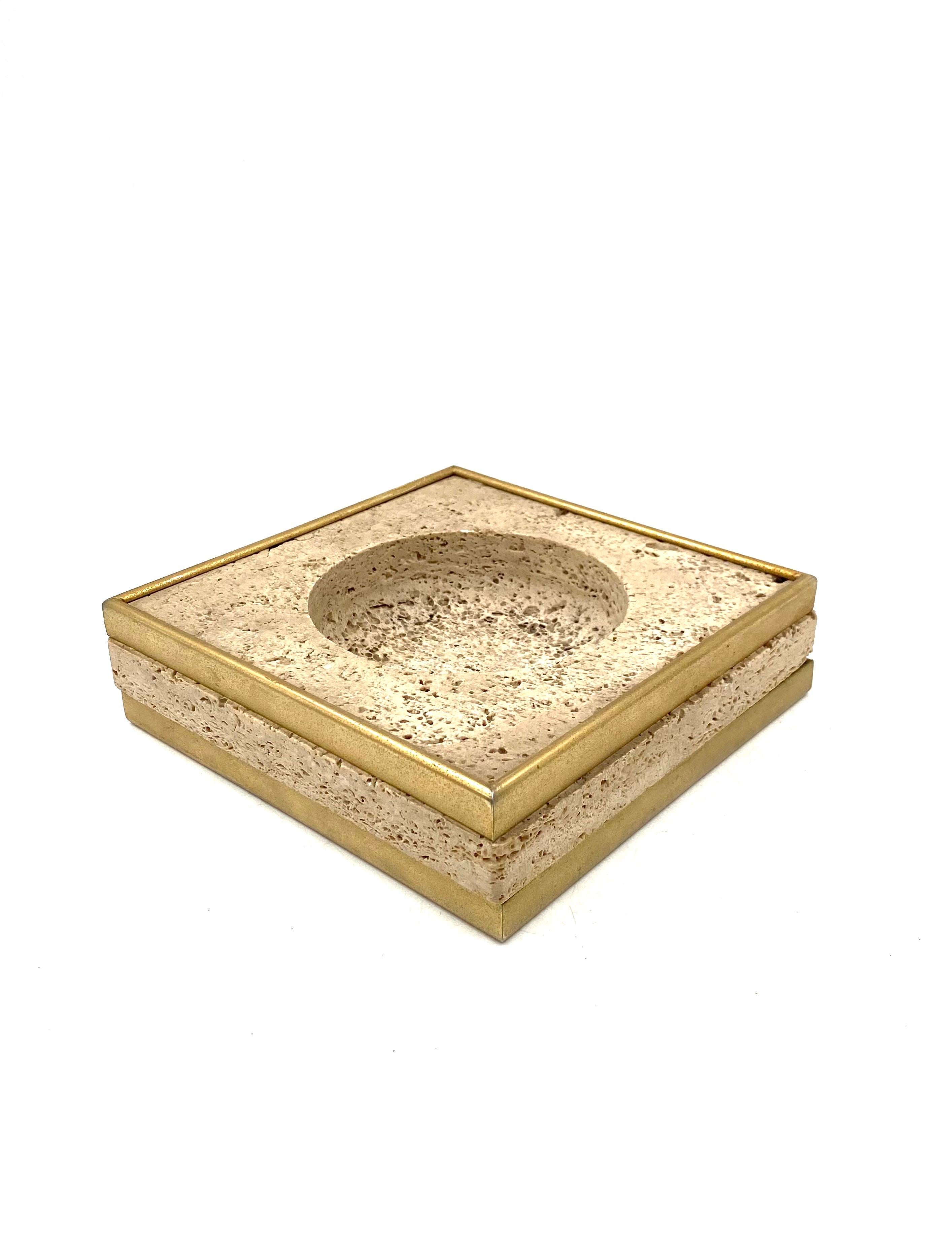 Hollywood regency travertine ashtray and table lighter, Cerri Nestore Italy 1970 5