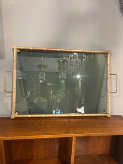 Hollywood Regency Tray in Brass and Smoked Glass, Italy, 1970s