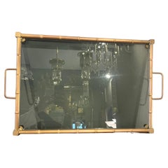 Hollywood Regency Tray in Brass and Smoked Glass, Italy, 1970s
