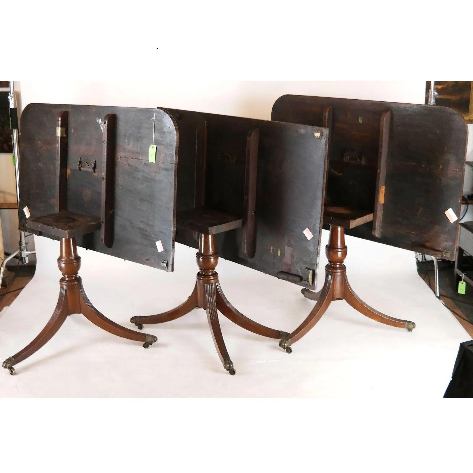 Hollywood Regency Triple Pedestal Ebony Dining Table, Maison Jansen For Sale 13